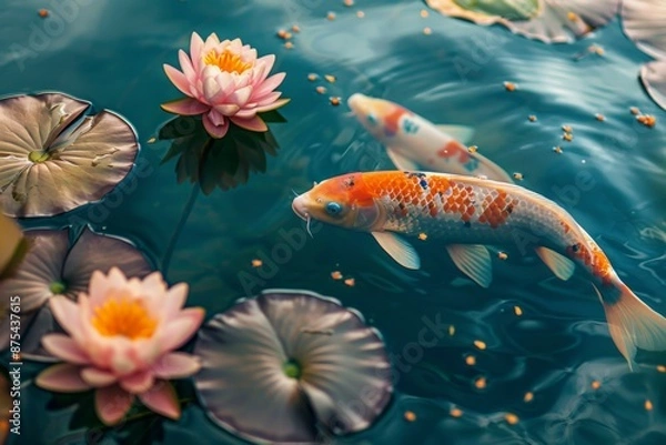 Fototapeta Koi Fish in Serene Pond