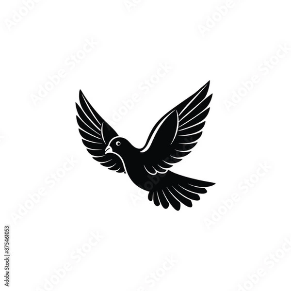 Fototapeta eagle silhouette vector bird, vector, silhouette, eagle, flying, animal, wings, wing, dove, illustration, tattoo, black, feather, birds, nature, fly, symbol, pigeon, design, 