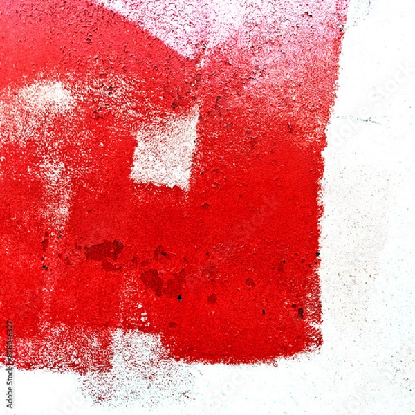 Fototapeta Red and white paint on the wall. Abstract background for design.