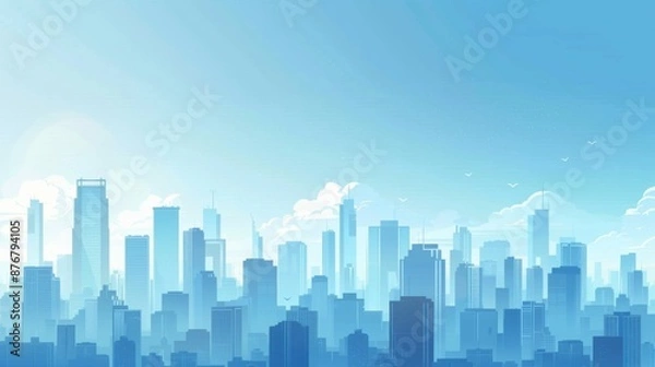 Fototapeta Abstract Vector Illustration, Futuristic blue Urban city Landscape with Advanced Smart City Technology, Graphic Resources, Wallpapers, Brochure, Websites, banner design, Advertising, web, background 