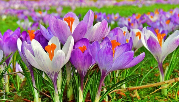 Fototapeta Spring purple crocus flower.