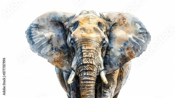 Fototapeta Watercolor Illustration of an Elephant