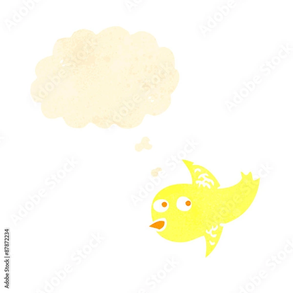 Fototapeta retro cartoon chick with thought bubble