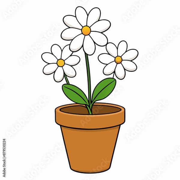 Obraz Flower in a pot vector illustration,  flower vector art, flower silhouette, flower in a pot