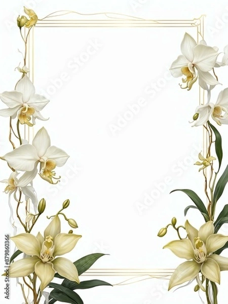 Fototapeta white space for text with floral border background