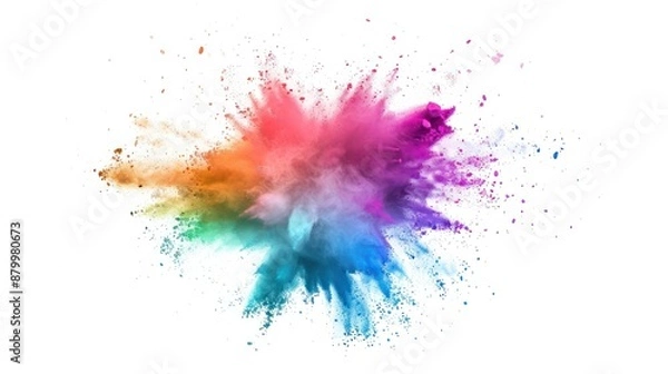 Fototapeta Colorful Powder Explosion on White Background