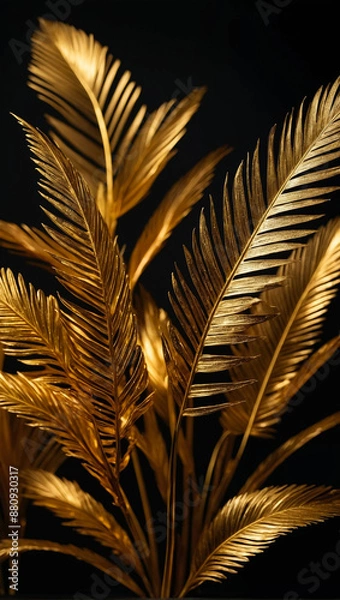 Fototapeta Elegant gold leaves ornament for luxurious decor, adding sophistication to any space. Ideal for chic and elegant interiors