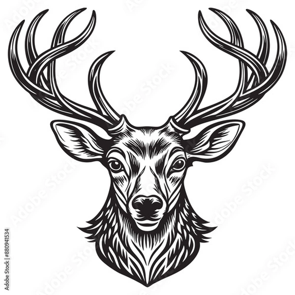 Fototapeta deer head silhouette vector icon