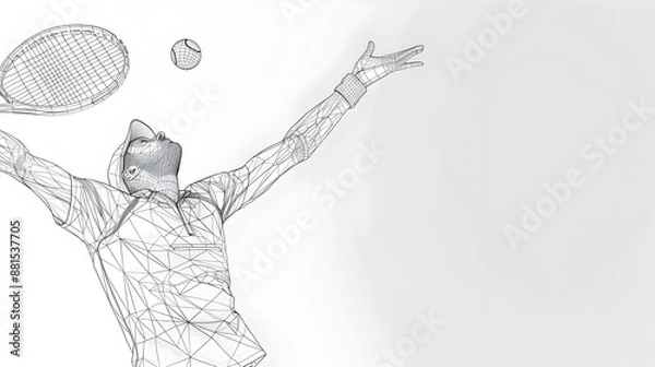 Fototapeta Minimalist Tennis Player Serving With Energetic One line Art