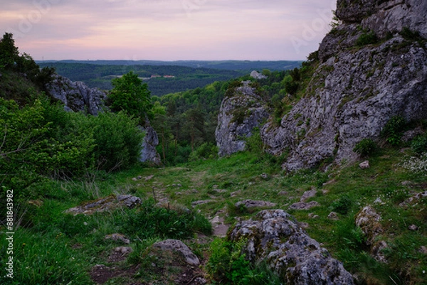 Fototapeta Zborow Mountain. Limestone rocks. Beautiful panorama. Polish Jura. Poland