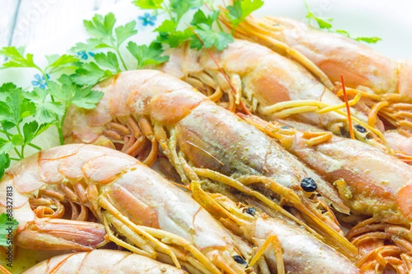 Fototapeta Raw prawns