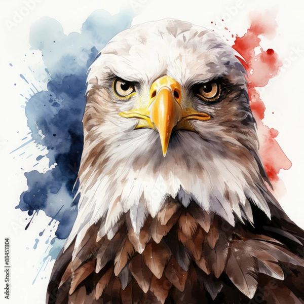 Fototapeta Watercolor Eagle Portrait, clipart Illustration, Generative Ai