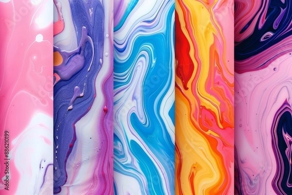 Fototapeta Abstract Liquid Marble Design with Bold Swirling Colors