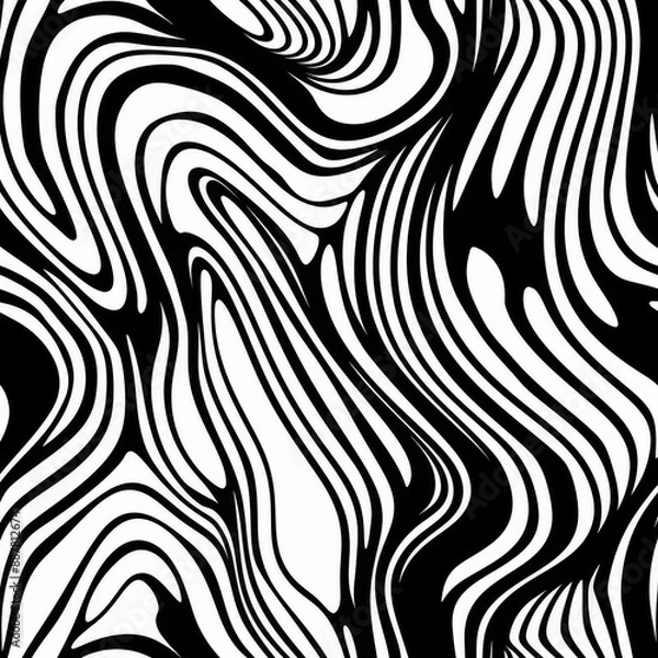 Fototapeta abstract pattern of bold curved black lines on white background dynamic swirls and squiggles create energetic modern design perfect for wallpaper or textile prints