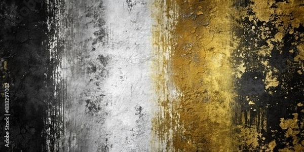 Fototapeta Abstract Grunge Background with Gold and Silver Flakes, Black and White, Texture, Wall , gold, background , abstract