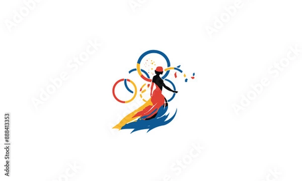 Fototapeta Vector Set Of Olympic Sports black Icons Isolated on White Background