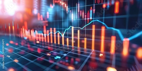 Fototapeta Visualizing Financial Market Trends: Bar Charts and Line Graphs