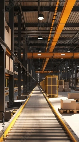 Fototapeta A logistics center with automated sorting systems