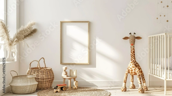 Fototapeta Bright and Airy Nursery with Neutral Decor and a Pop of Color