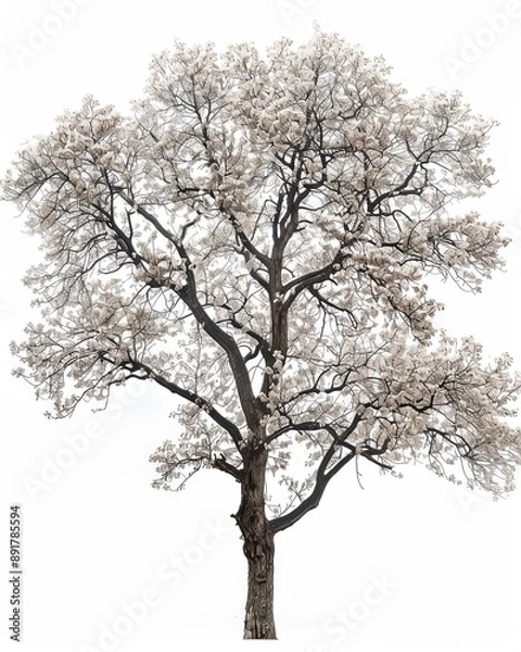 Fototapeta An ash tree stands tall with white blooms