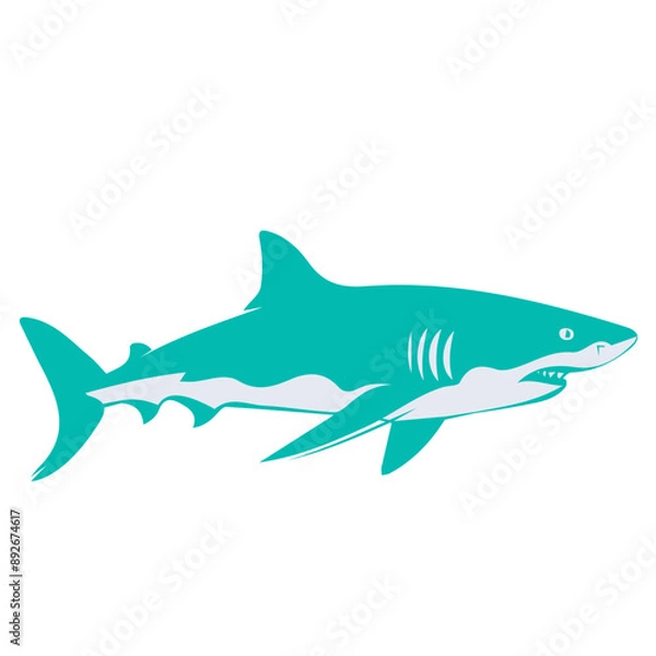 Fototapeta shark animal vector, logo, vector illustration, abstract, art, 3d rendering, silhouette