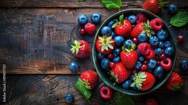 Fototapeta A bowl of mixed berries