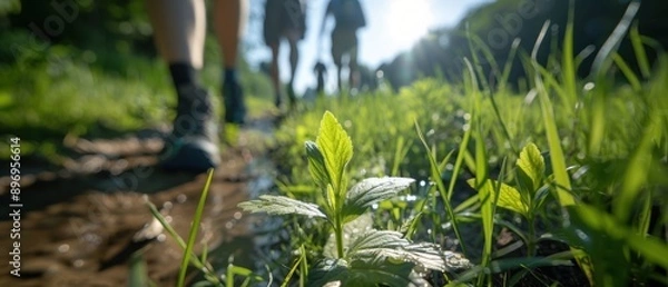 Obraz A Group of Foragers Exploring a Lush Meadow on a Sunny Day