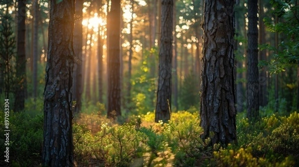 Fototapeta Pine Forest Sunset