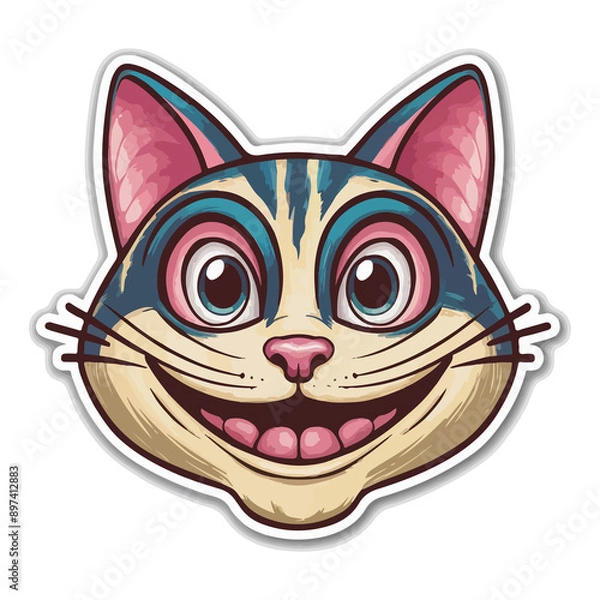 Fototapeta cat head sticker image colorful style