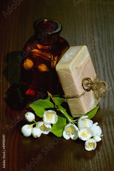 Fototapeta Spa jasmine oil soap