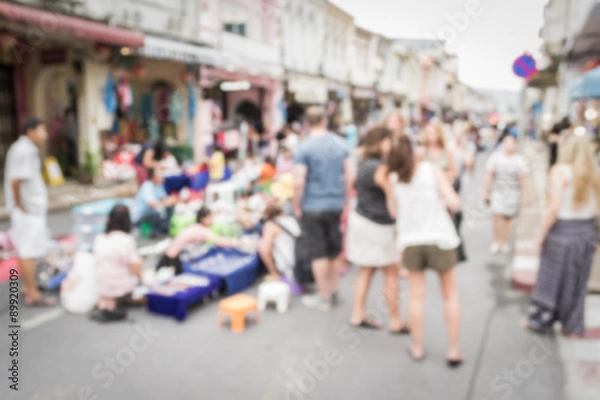 Obraz Blurred people on the street in phuket old town