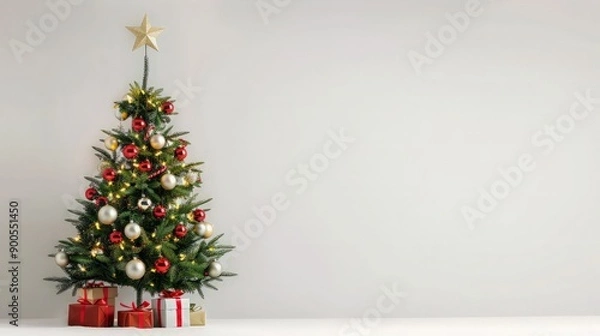 Fototapeta Christmas Tree with Ornaments and Gifts