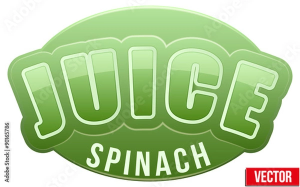 Fototapeta Label for spinach juice. Bright premium design. Vector