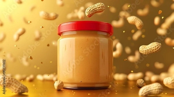 Fototapeta Golden Peanut Butter Jar