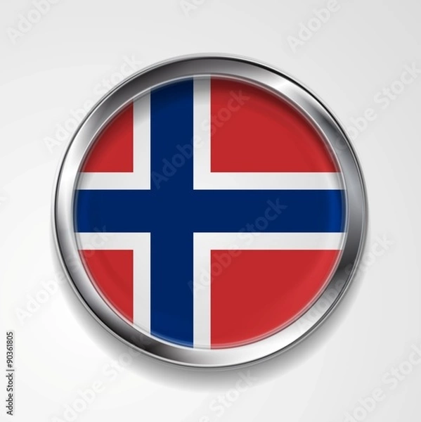 Fototapeta Metal button flag of Norway