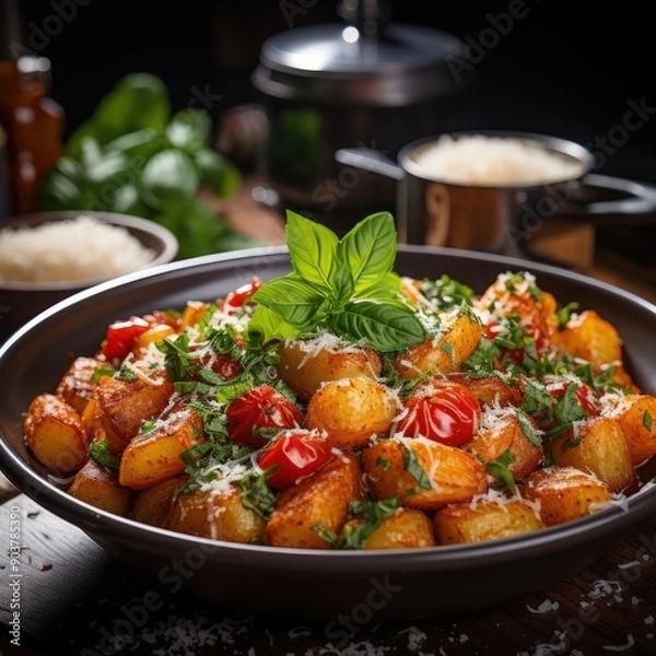 Fototapeta Gnocchi al Pomodoro Dish Viewed at a 45 Degree Angle