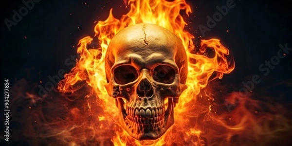 Fototapeta skull in flames ai art generated AI-Generated Content