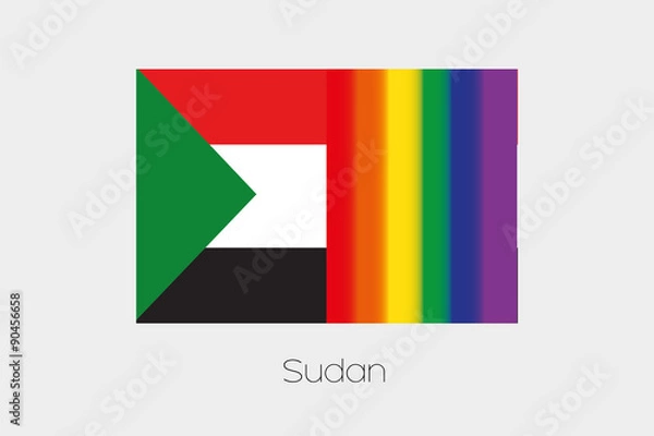 Obraz LGBT Flag Illustration with the flag of Sudan