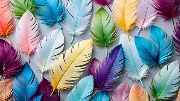 Fototapeta colorful feathers background