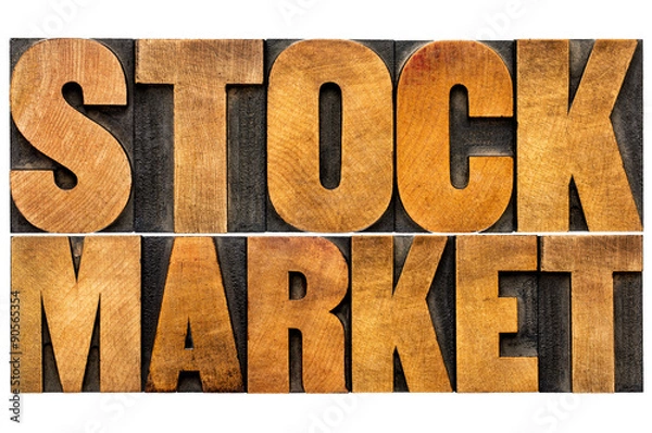 Obraz stock market text in wood type