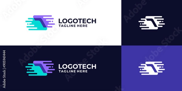 Fototapeta Technology logo design abstract. abstract letter symbol tech