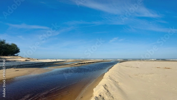 Fototapeta Crystal clear river passing through the dunes