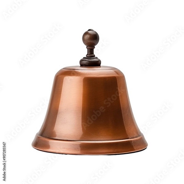 Fototapeta Antique Copper Bell With Handle On A White Background