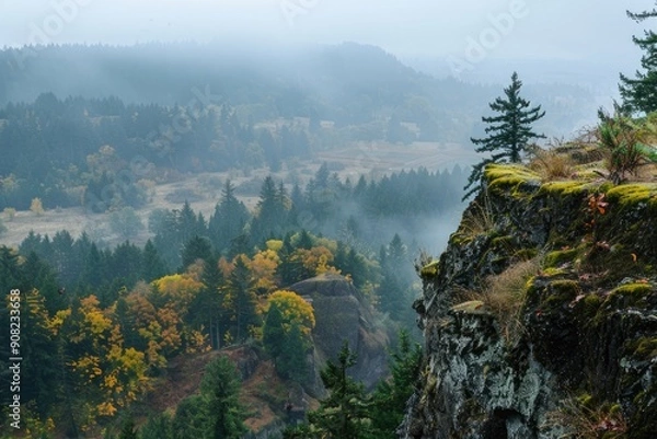 Fototapeta Springfield Mo. A Daytime View of Evergreen Forest in Thurston Hills Natural Area, Oregon