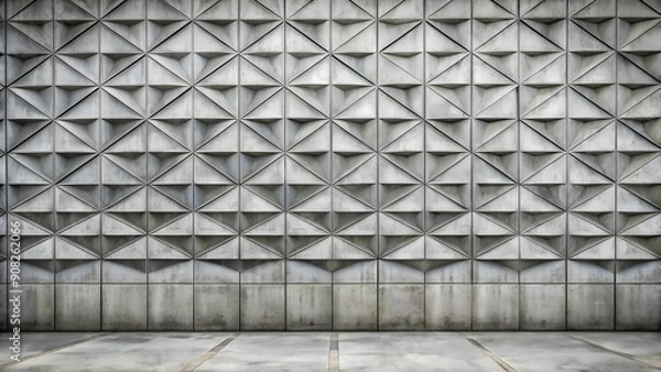 Fototapeta Concrete Wall with Geometric Patterns Texture: Modern and Architectural  Generative AI