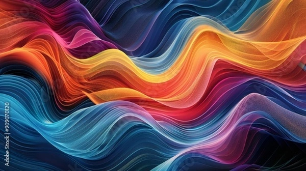 Fototapeta Dynamic wave pattern with flowing lines and vibrant colors