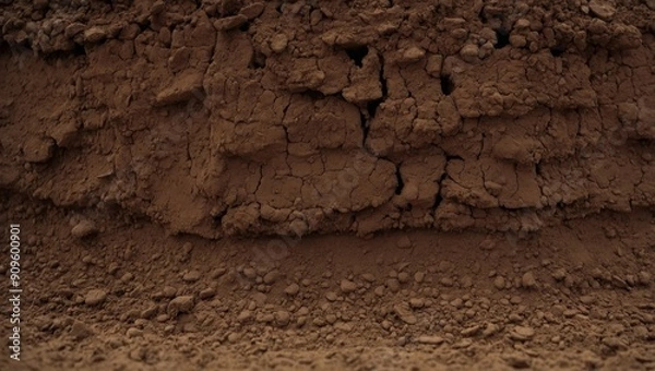 Fototapeta Soil wall texture of clay house structure Mud background Soft picture.