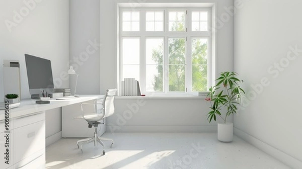 Fototapeta Minimalist Home Office with a View