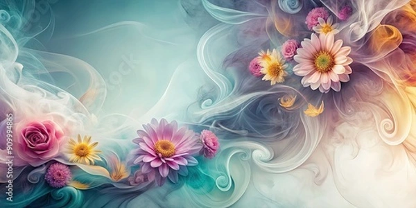 Fototapeta Abstract smoke flower background with swirling, ethereal patterns , smoke, flower, abstract, background, design, artistic