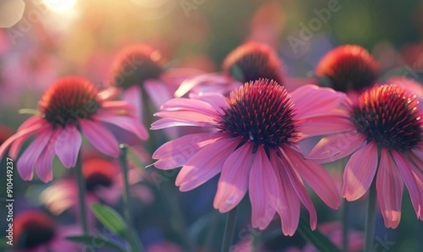 Fototapeta Blooming echinacea flowers for immune support